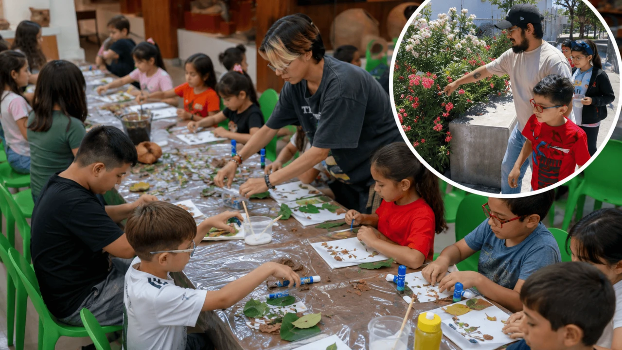 Flores, hojas y ramas recolectadas por los propios participantes se transforman en obras que fortalecen su creatividad y su vínculo con el medio ambiente. Foto: IMCC