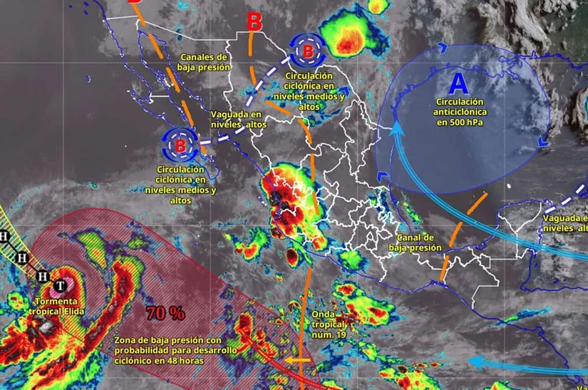 Se prevén lluvias en el noroeste del país, incluyendo a Baja California. Imagen: Conagua
