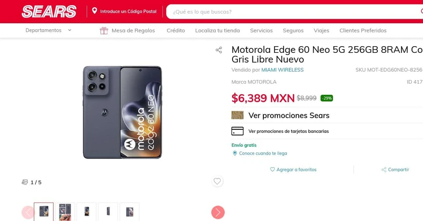 Oferta del Motorola Edge 60 Neo. Foto: Captura de pantalla