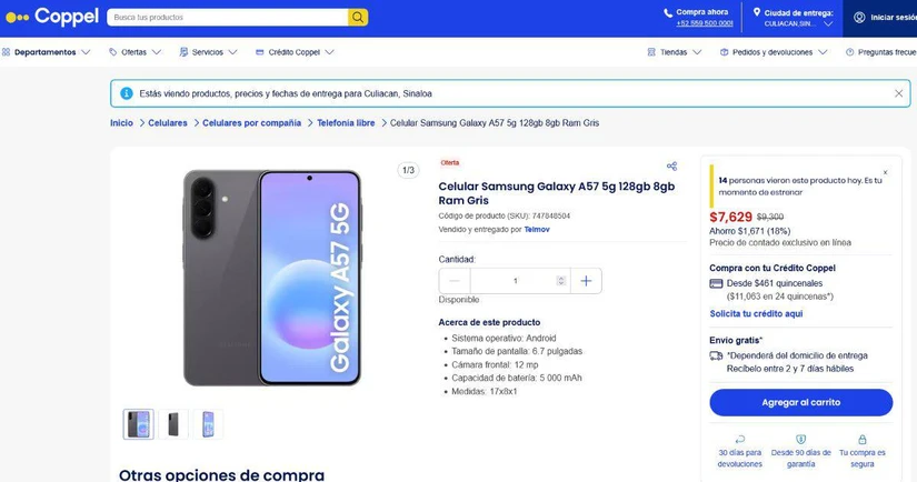 En promoción el Samsung Galaxy A57. Foto: Captura de pantalla