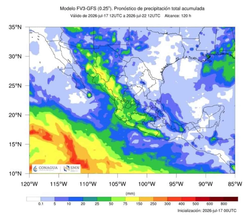 Este fin de semana se prevén lluvias en gran parte del país. Imagen: Conagua