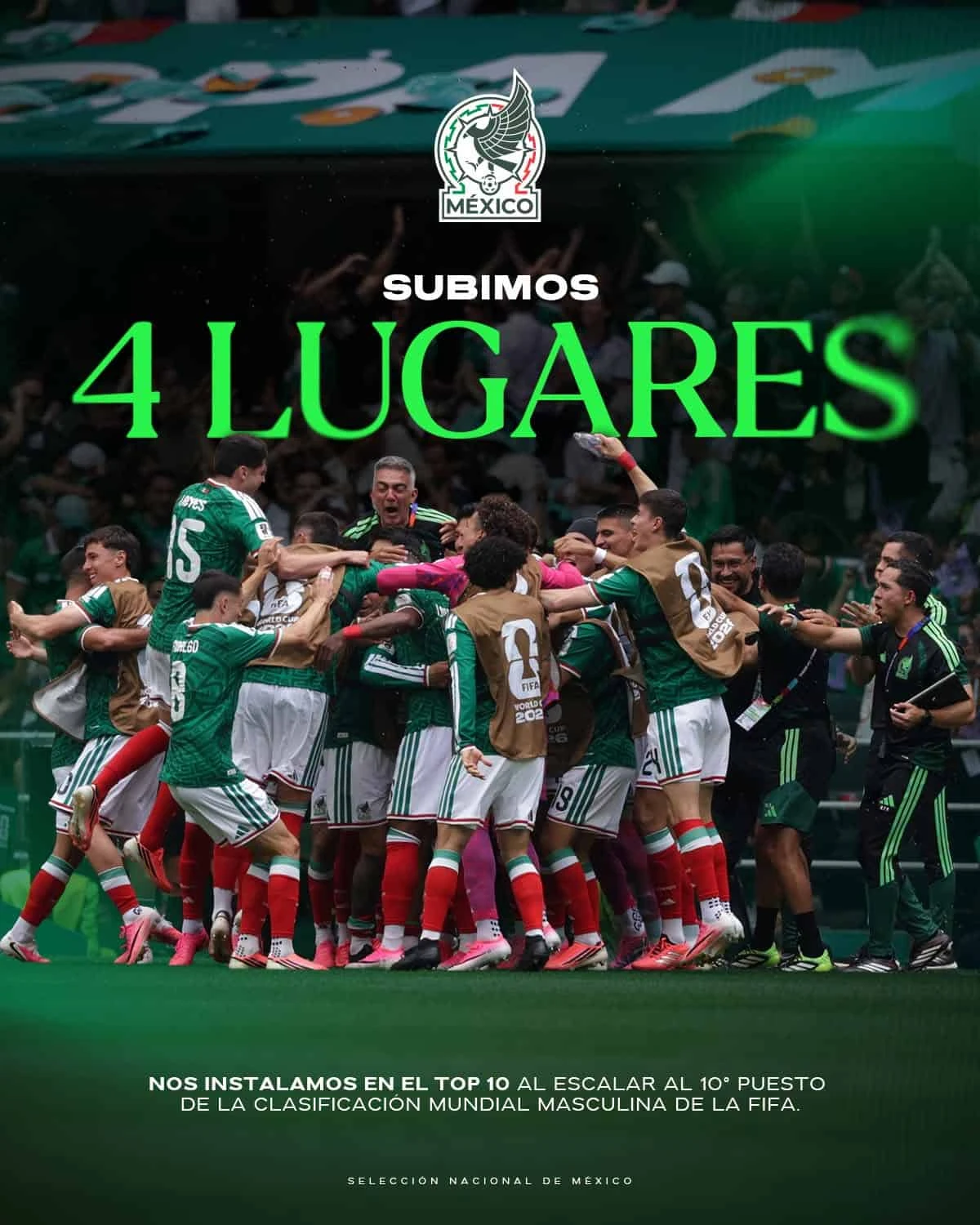 México desbanca a Alemania para ingresar al top 10 de la élite del futbol. Foto: Cortesía