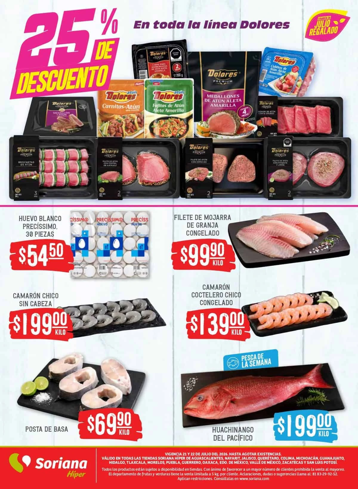 Tampoco pueden faltas los descuentos de Soriana en pescados y mariscos. Imagen: Cortesía