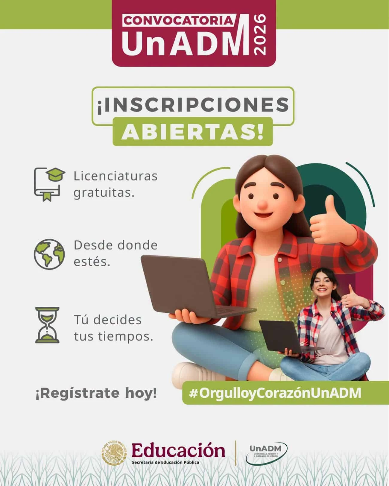 Inscripciones abiertas para la UnADM. Foto: Cortesía