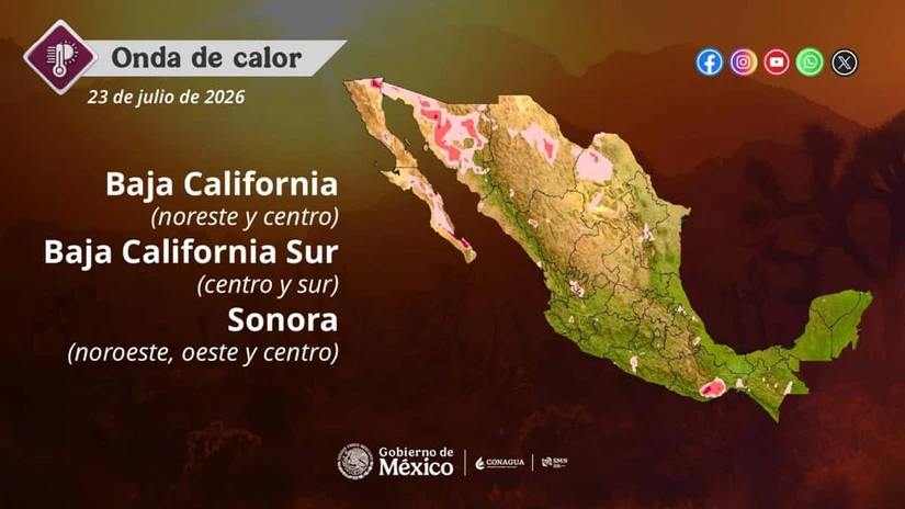 La onda de calor seguirá afectando a Baja California este jueves. Imagen: Conagua