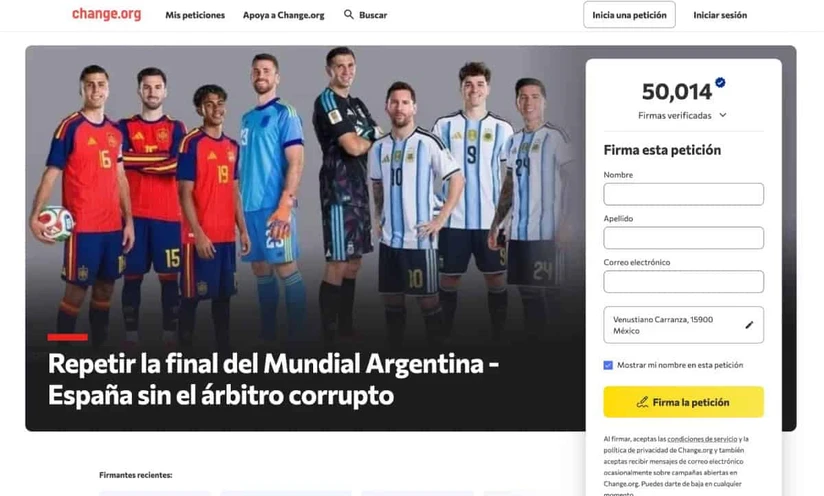 La petición acumula más de 65 mil firmas hasta el momento. Imagen: change.org