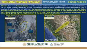 Pamela dejó Sinaloa, está en Durango como tormenta tropical