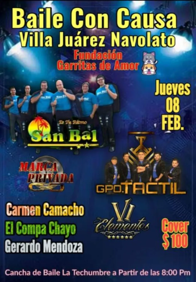 6 grupos musicales y más talento se unen al Baile con causa en Villa Juárez